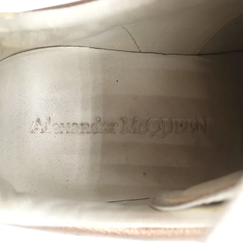 Alexander McQueen Oversized Sneakers White & Rose Gold Metallic Leather Size 37