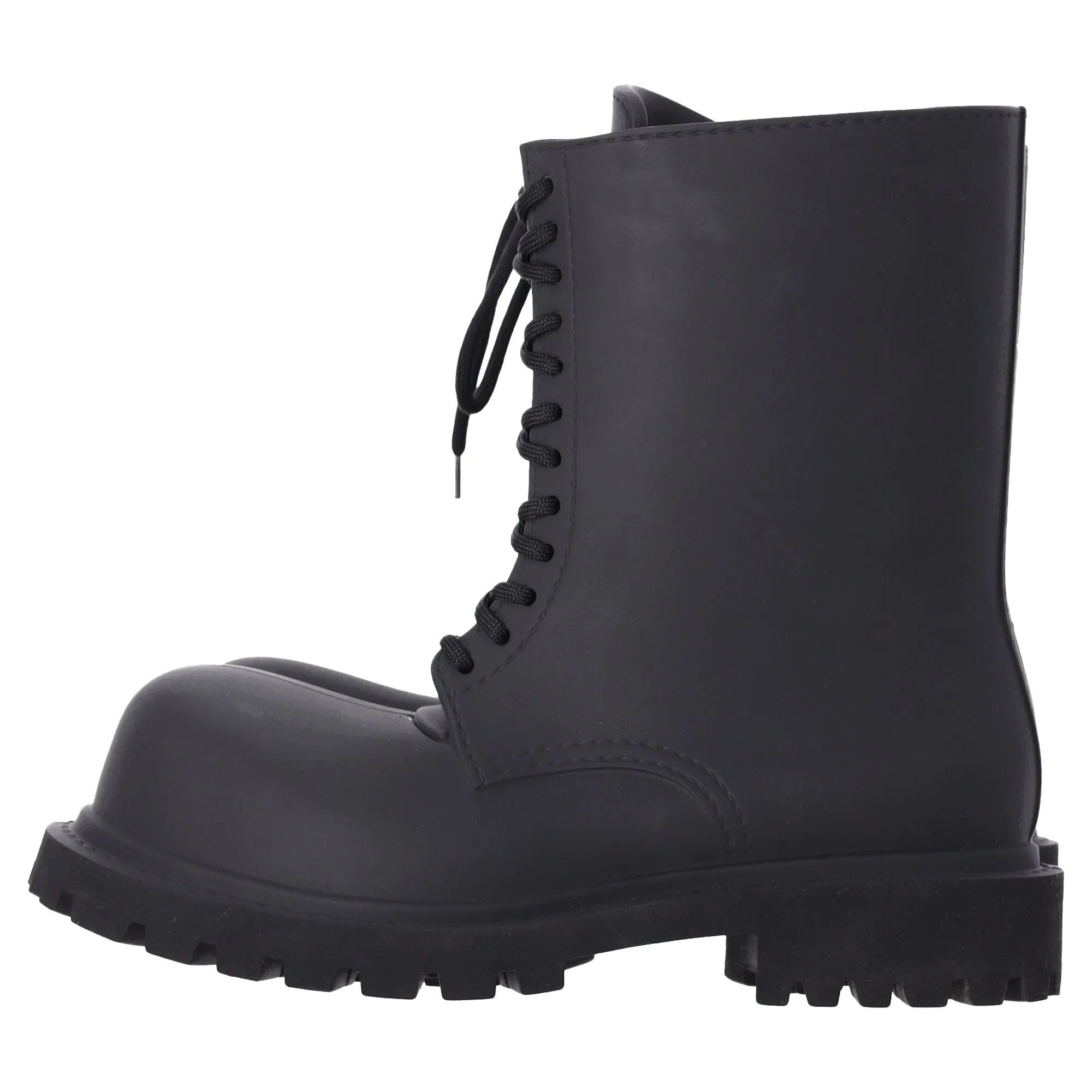 Balenciaga Steroid Lace Up Boots in Black Rubber
