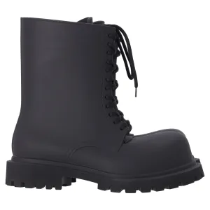 Balenciaga Steroid Lace Up Boots in Black Rubber