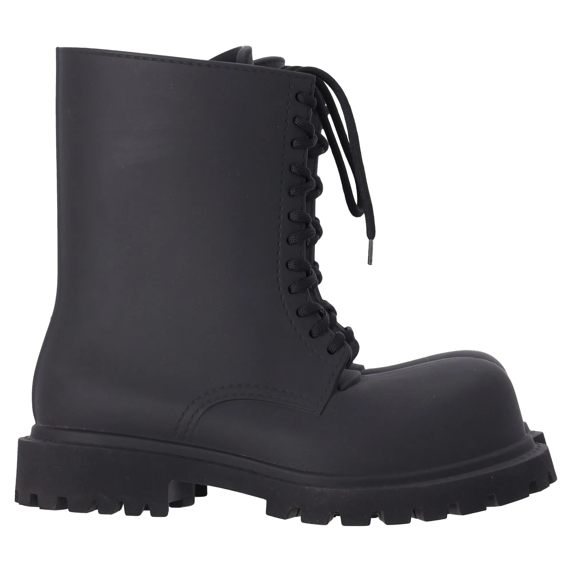 Balenciaga Steroid Lace Up Boots in Black Rubber