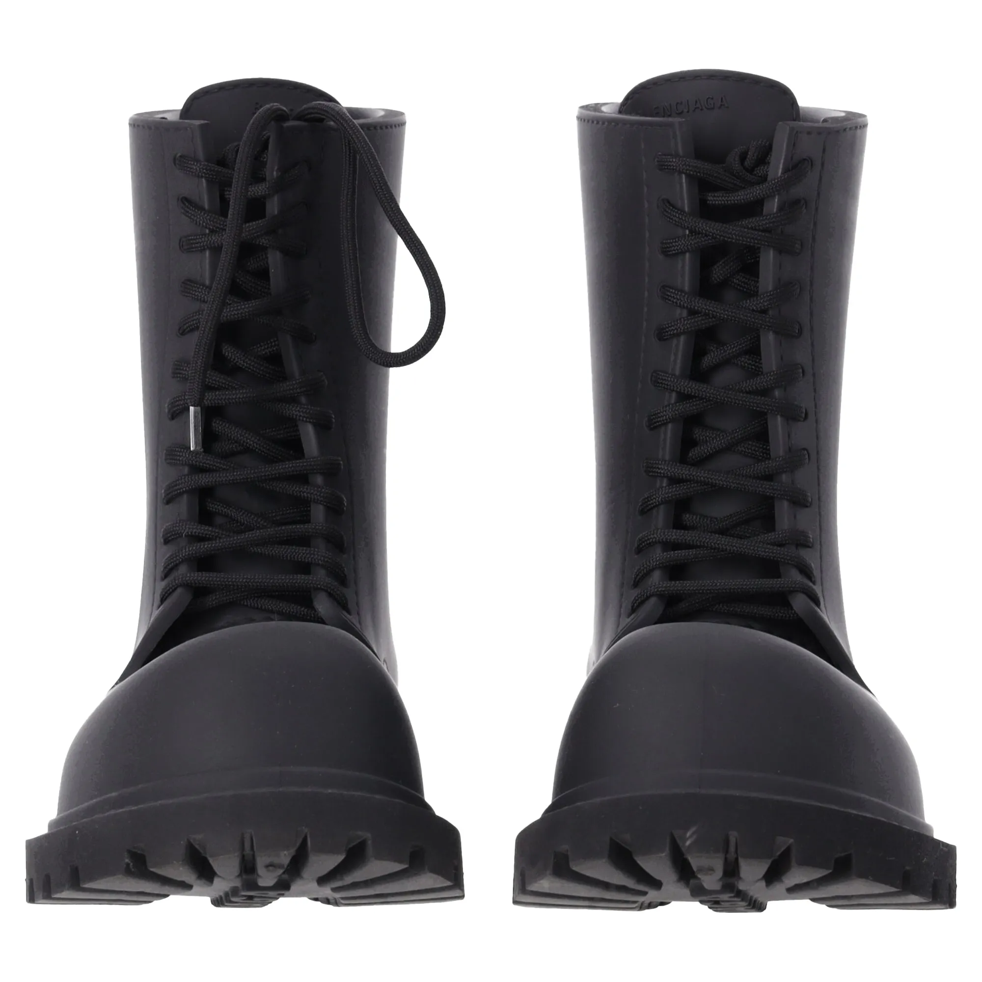 Balenciaga Steroid Lace Up Boots in Black Rubber