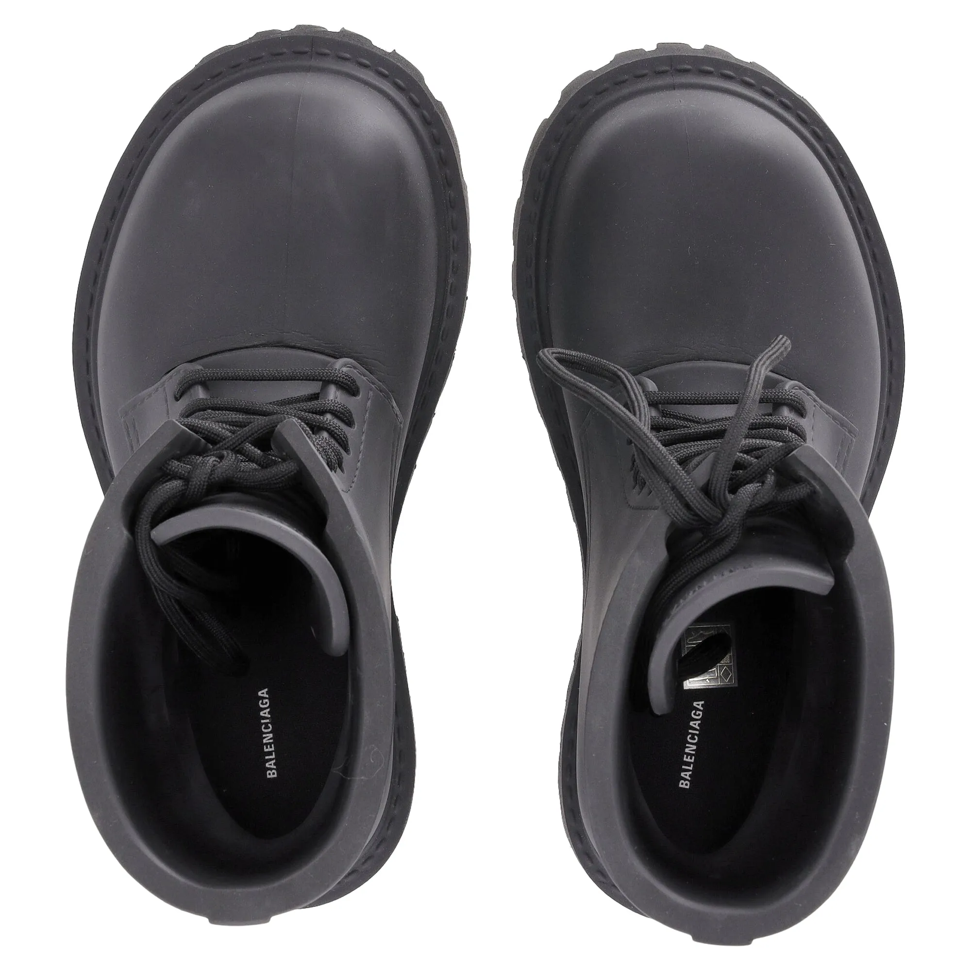 Balenciaga Steroid Lace Up Boots in Black Rubber