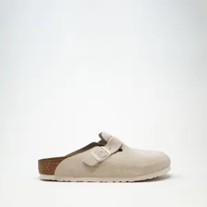 Birkenstock Boston Regular Footbed  Suede Clogs Antique White