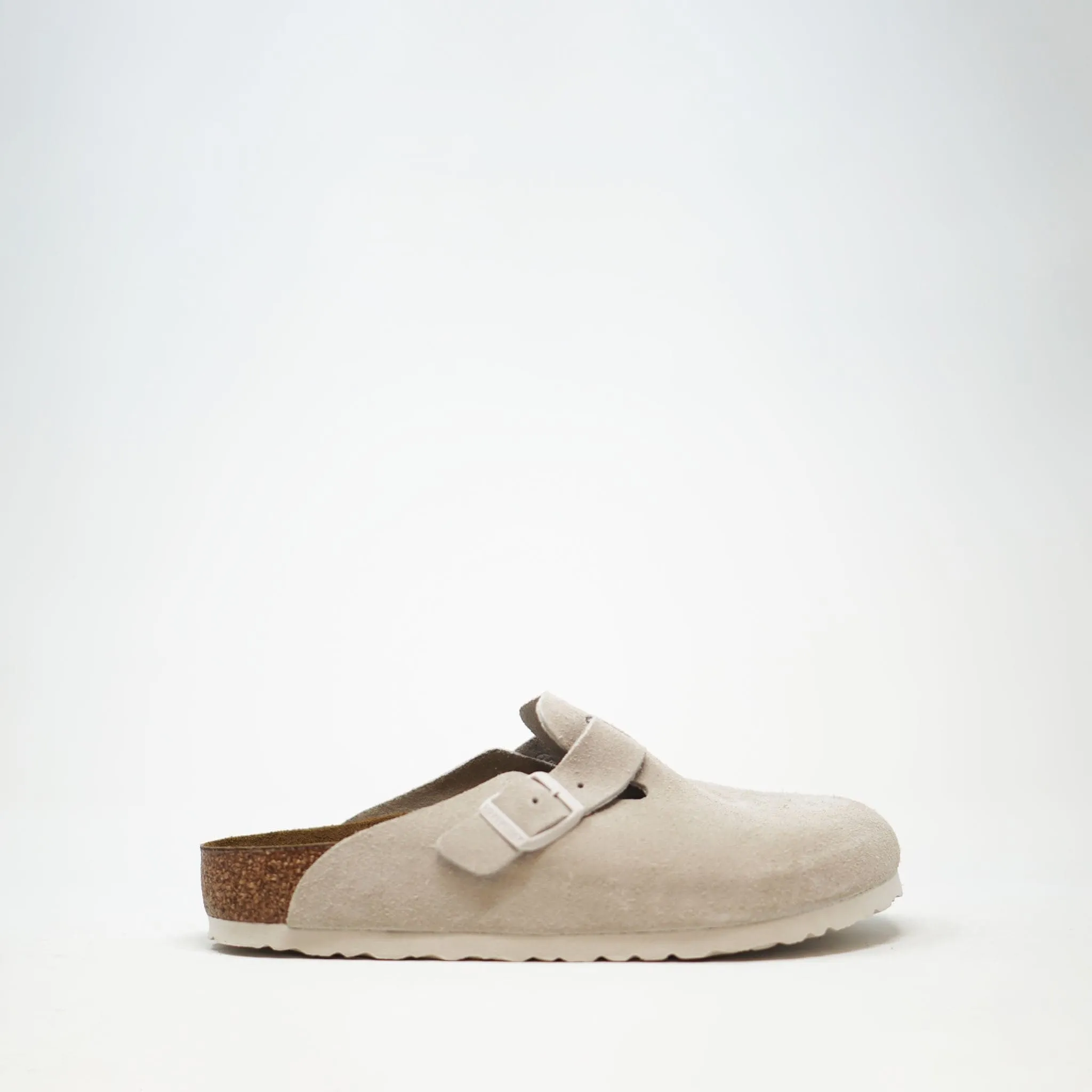 Birkenstock Boston Regular Footbed  Suede Clogs Antique White
