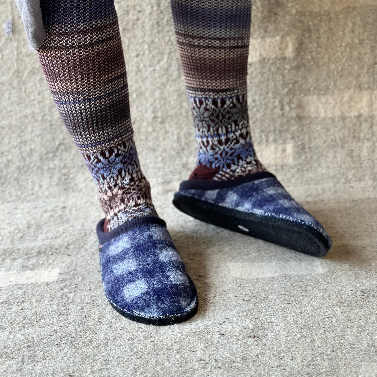 Boiled Wool Slippers - Flair Plaid - Ocean AW24 (Adults 36-46)