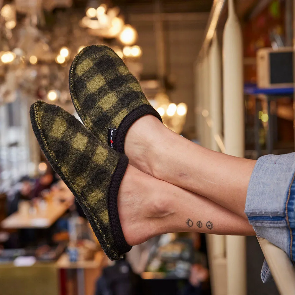 Boiled Wool Slippers - Flair Plaid - Ocean AW24 (Adults 36-46)