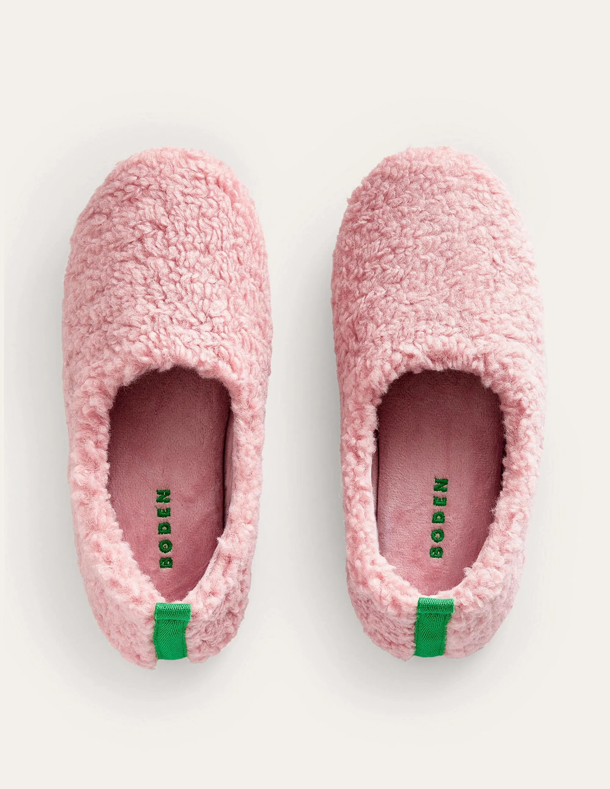 Borg Ballerina Slippers-Pink