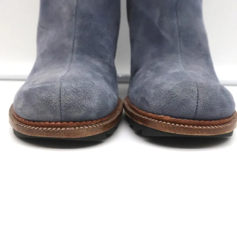 Camilla Skovgaard Wedge Ankle Boots Blue Suede Size 37.5