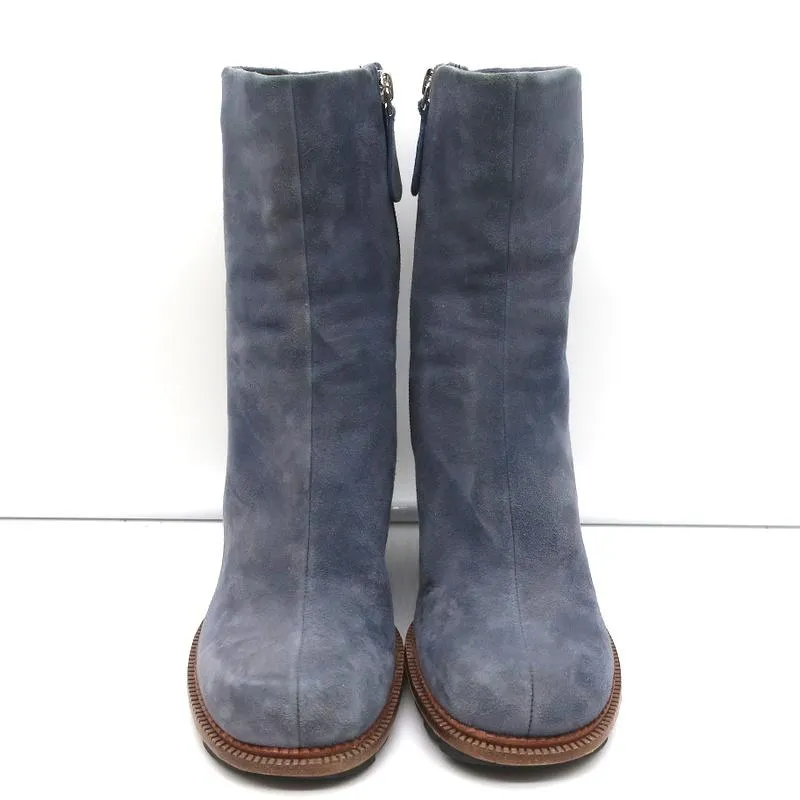 Camilla Skovgaard Wedge Ankle Boots Blue Suede Size 37.5