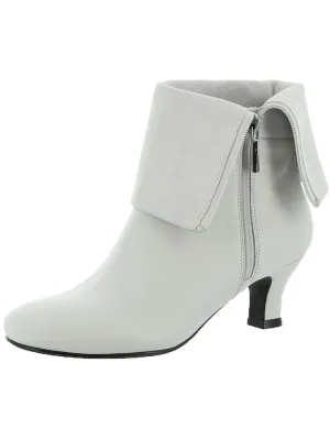 Carley Womens Leather Almond Toe Mid-Calf Boots
