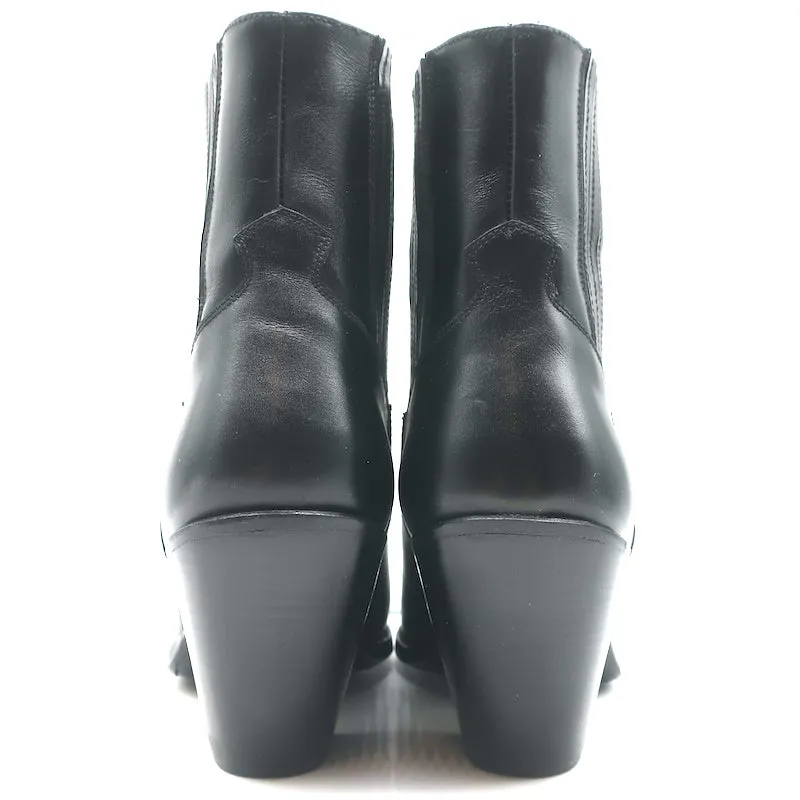 Celine Berlin 80 Cowboy Boots Black Leather Size 38 Pointed Toe Ankle Boots