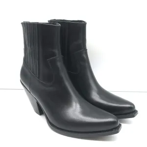 Celine Berlin 80 Cowboy Boots Black Leather Size 38 Pointed Toe Ankle Boots
