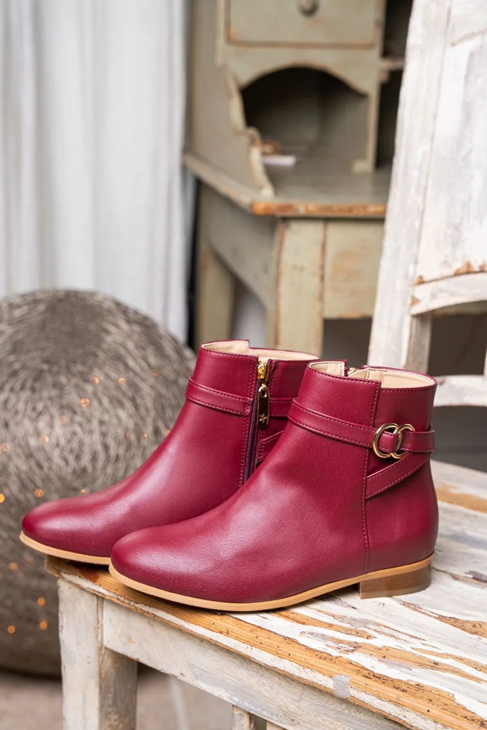 Ceres Recycled Grain Leather Vegan Boot | Red