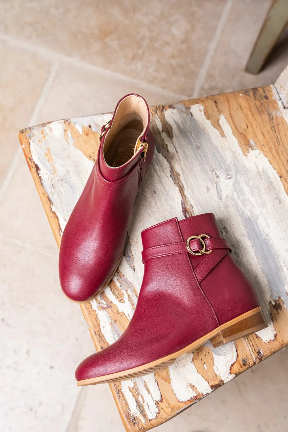 Ceres Recycled Grain Leather Vegan Boot | Red