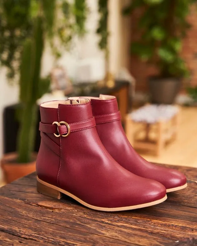 Ceres Recycled Grain Leather Vegan Boot | Red