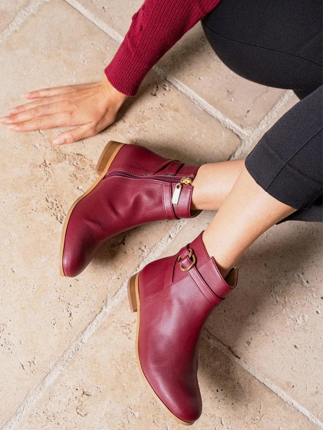 Ceres Recycled Grain Leather Vegan Boot | Red