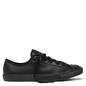CONVERSE WOMEN'S CHUCK TAYLOR ALL STAR DAINTY LOW TOP TRIPLE BLACK LEATHER SHOE