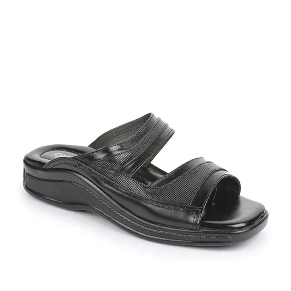 Coolers Casual Black Slippers For Men 2050-01 By Liberty