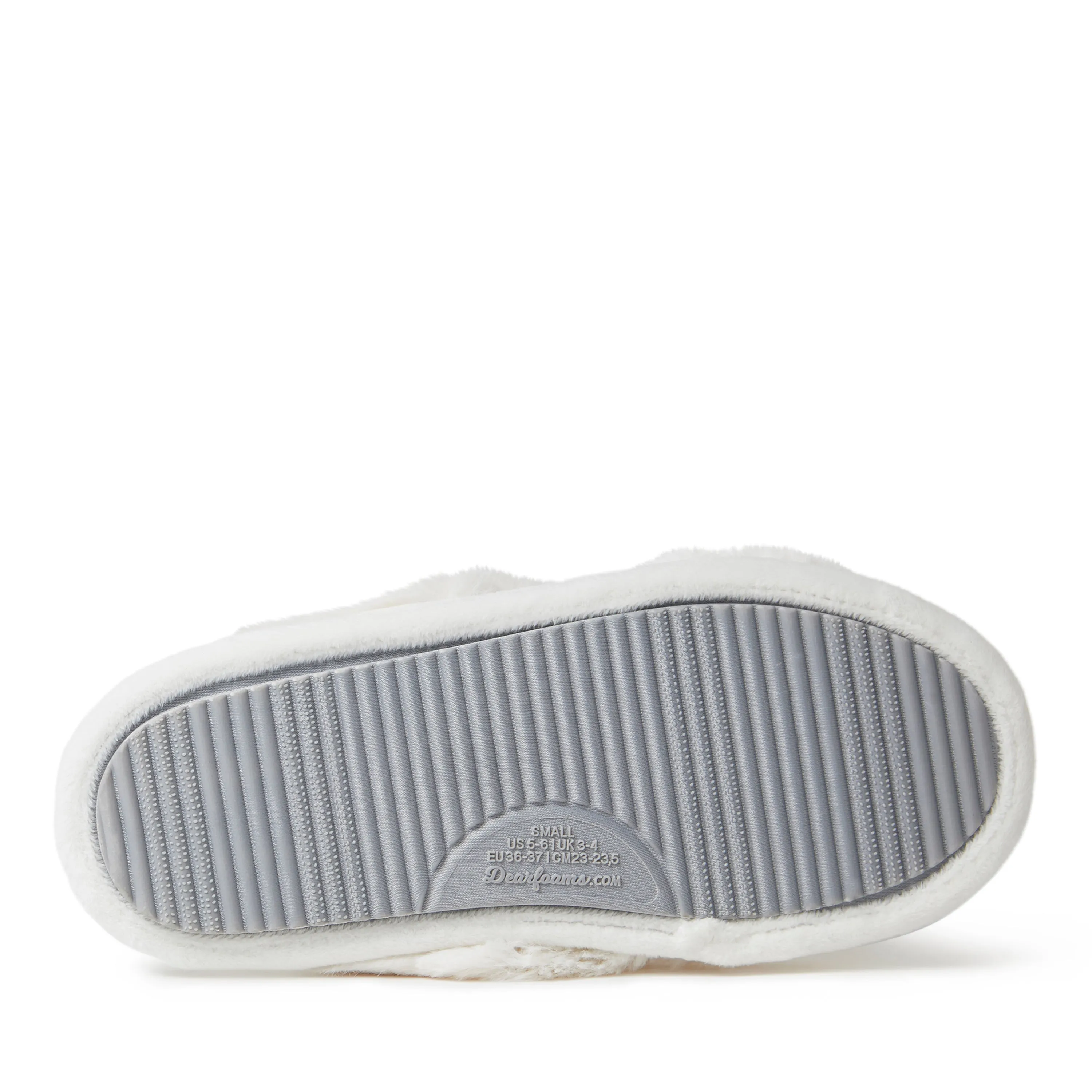 Dearfoams Womens Jessica Furry Crossband Slide