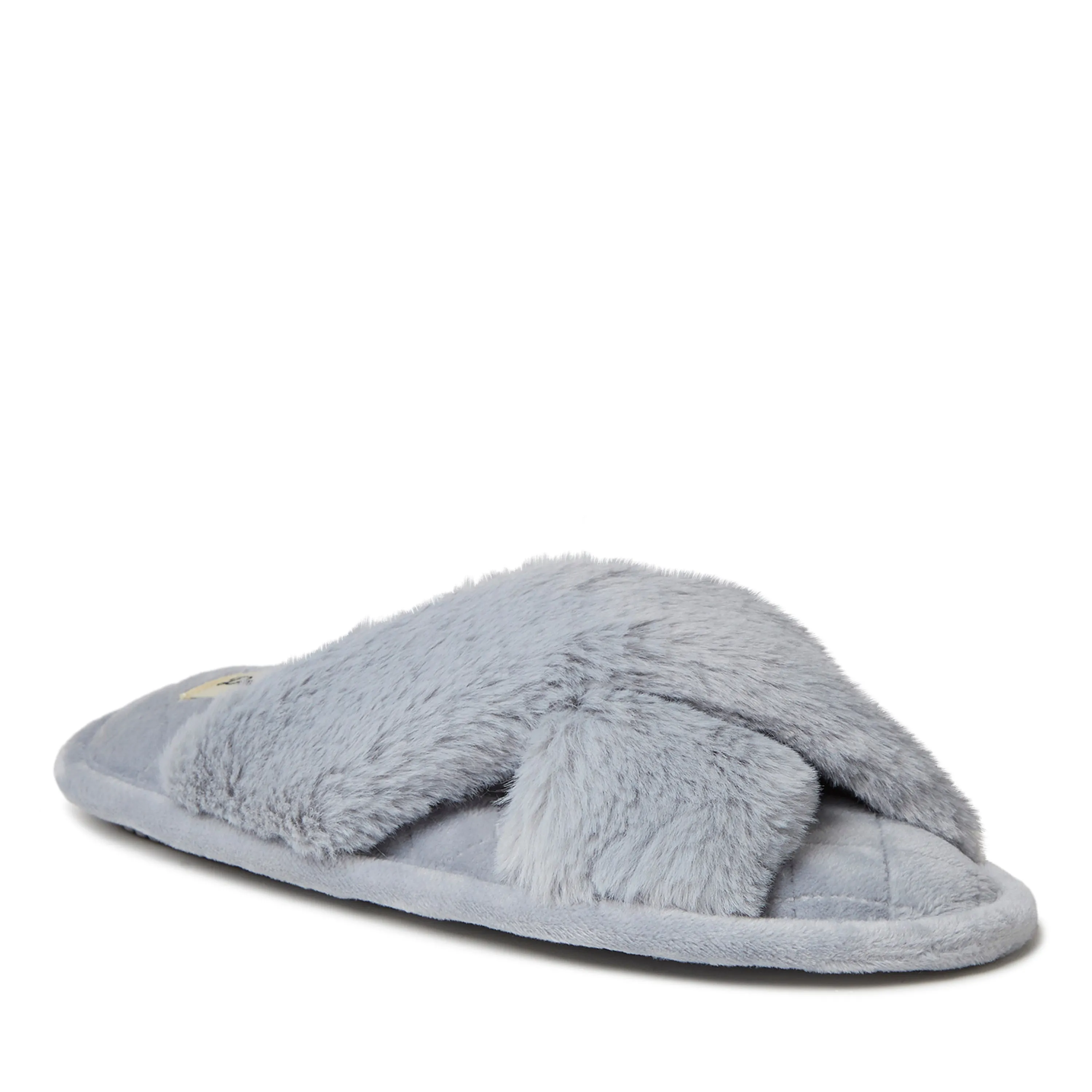 Dearfoams Womens Jessica Furry Crossband Slide
