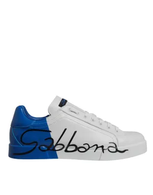 Dolce & Gabbana blue Leather Logo Low Top Sneakers Men's Shoes