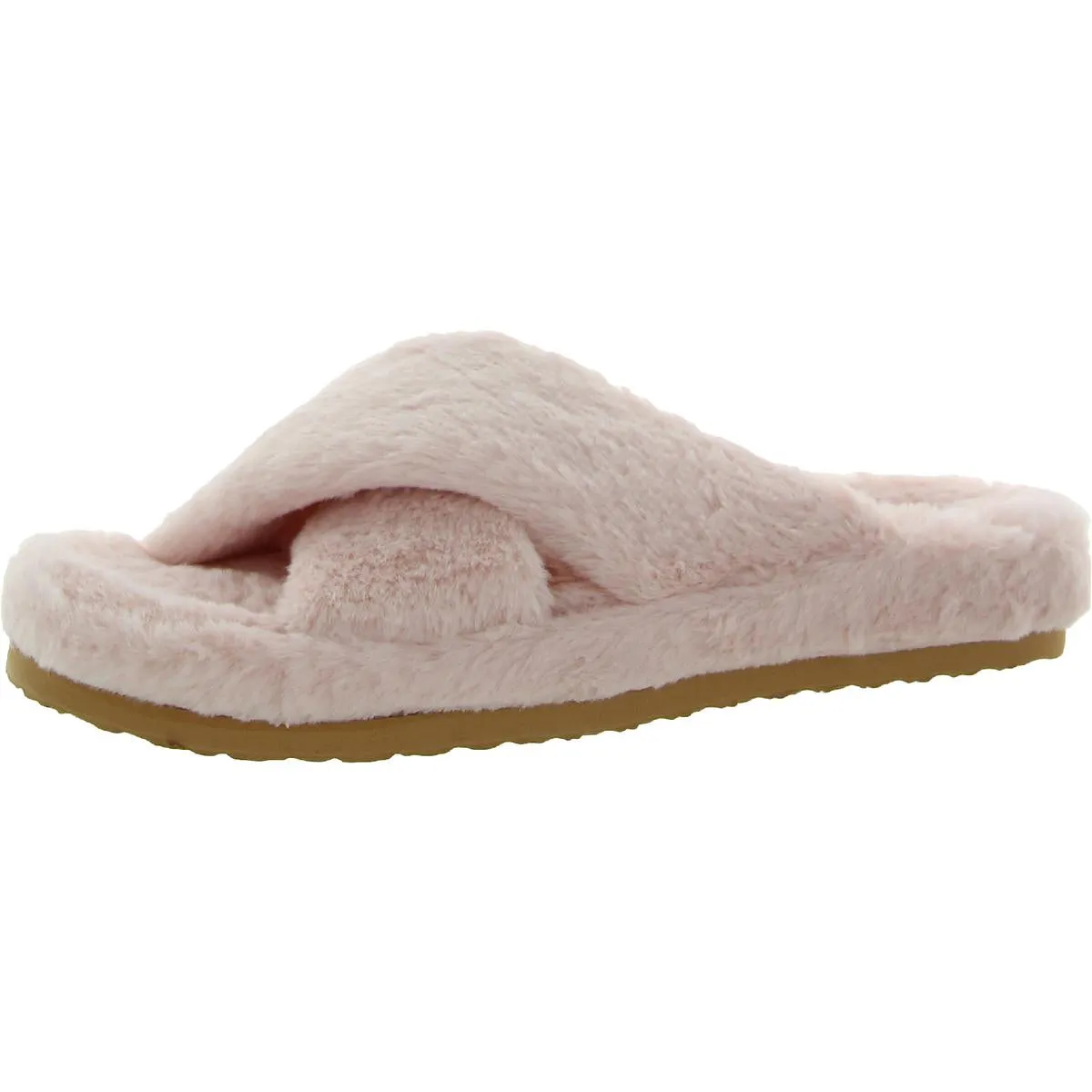 Franz Womens Slip On Faux Fur Slide Slippers