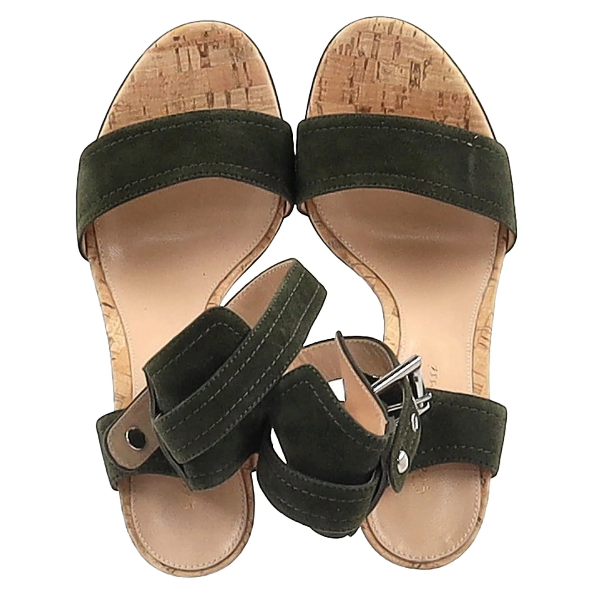Gianvito Rossi Portofino Wedge in Green Suede