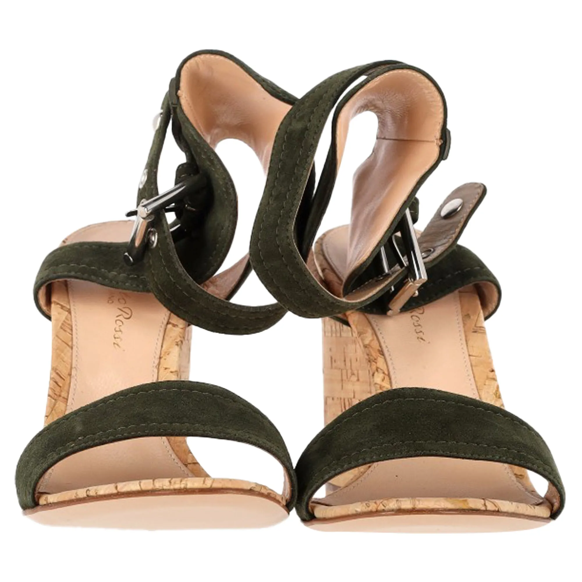 Gianvito Rossi Portofino Wedge in Green Suede