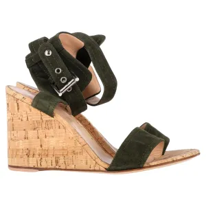 Gianvito Rossi Portofino Wedge in Green Suede