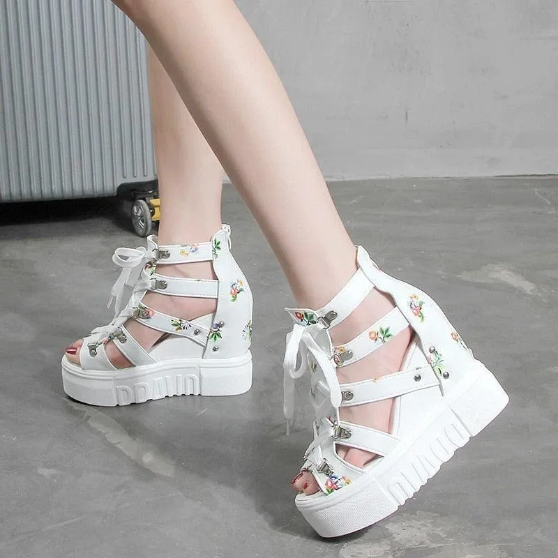 Girly Printed Wedge Shoes