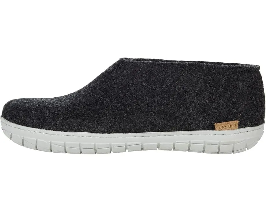 Glerups Slipper Unisex M10/W12 Charcoal Wool Round Toe Slip-On Comfort KHD451