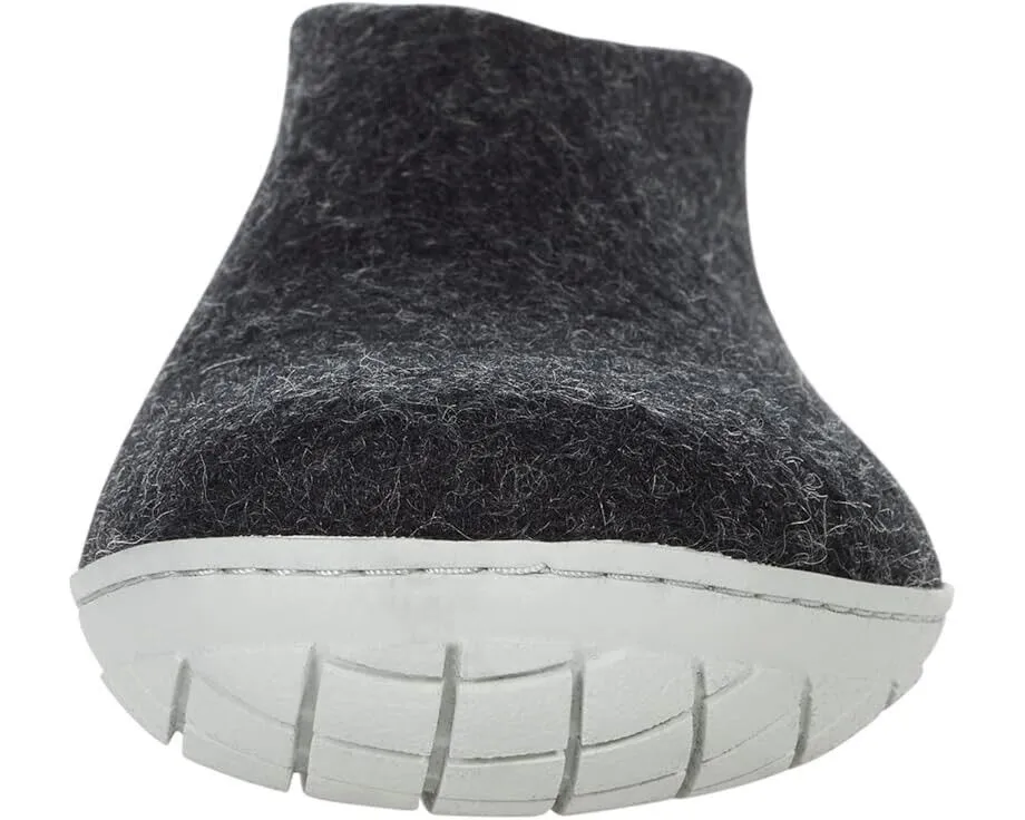 Glerups Slipper Unisex M10/W12 Charcoal Wool Round Toe Slip-On Comfort KHD451