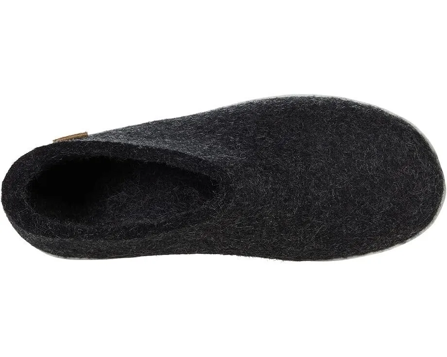 Glerups Slipper Unisex M10/W12 Charcoal Wool Round Toe Slip-On Comfort KHD451