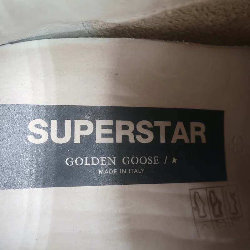 Golden Goose Superstar Glitter Star Sneakers White Leather & Pink Snake Size 38