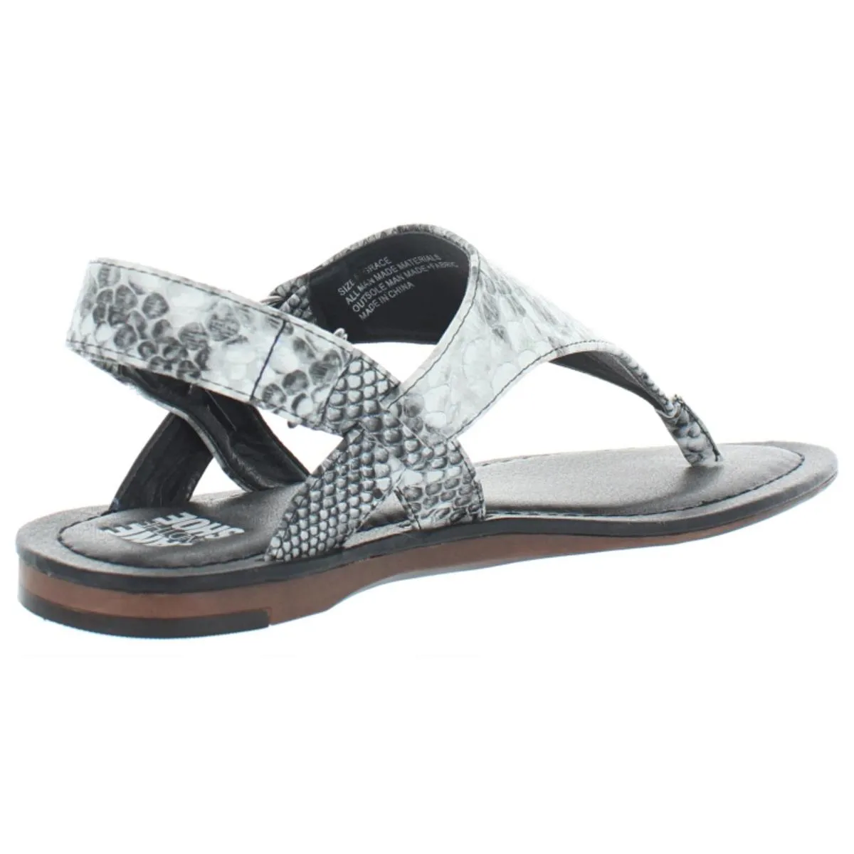 Grace Womens Faux Leather Snake Print Thong Sandals