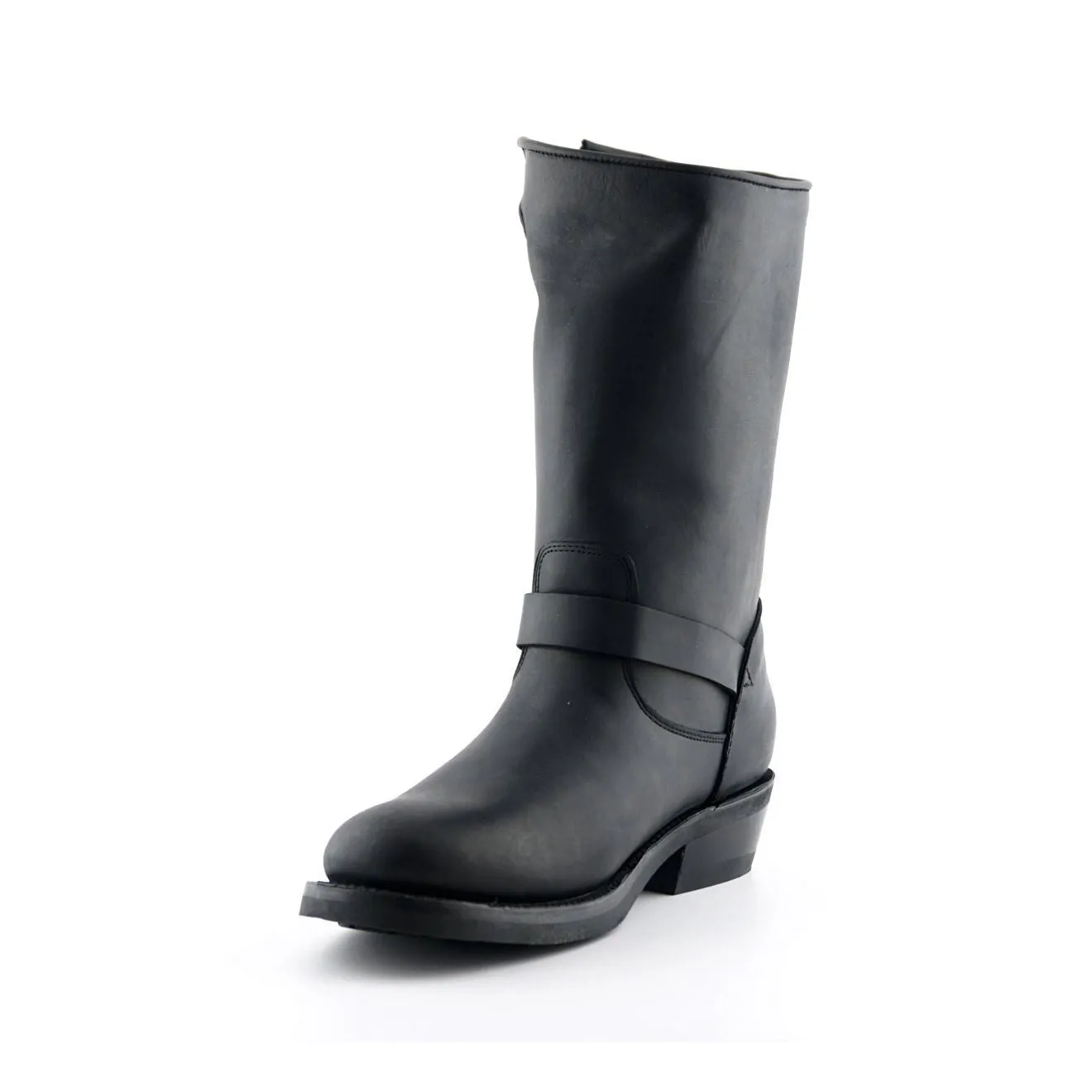 Grinders Unisex Black Smooth Sole Western Leather Boots-Rebel