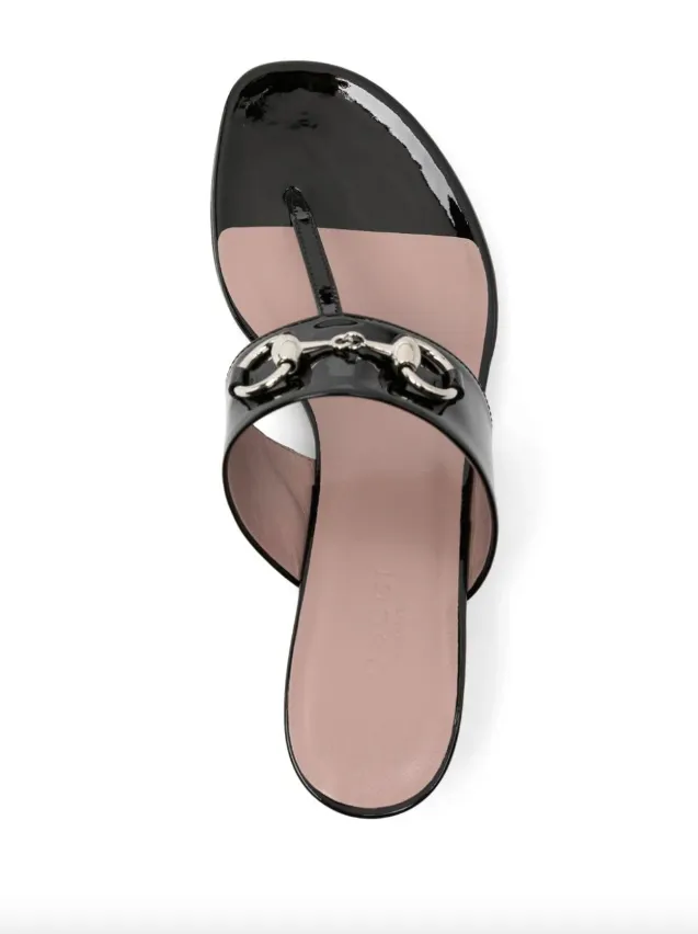 Gucci Black patent leather horserbit sandals