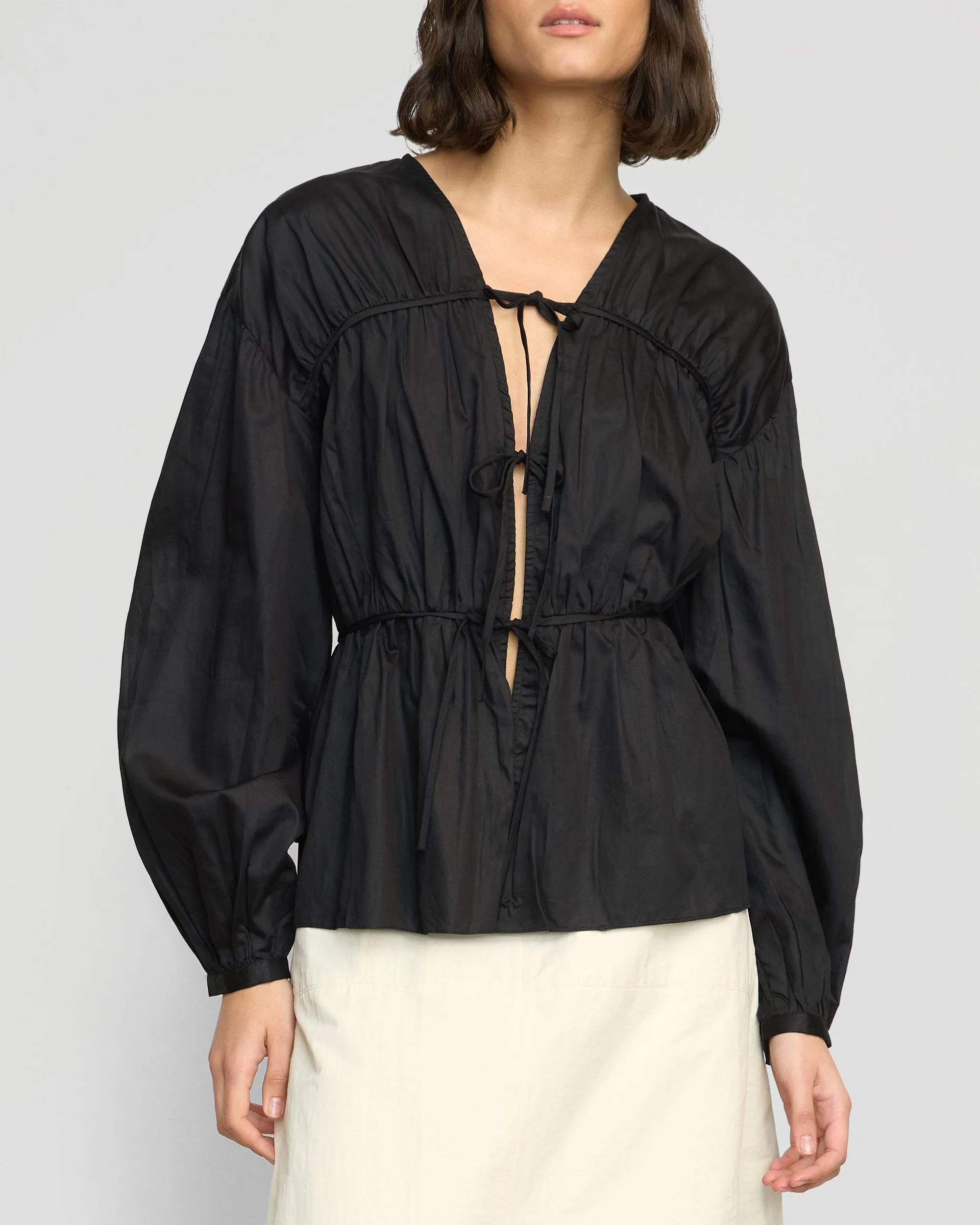 Hira Tie-Front Organic Cotton Blouse