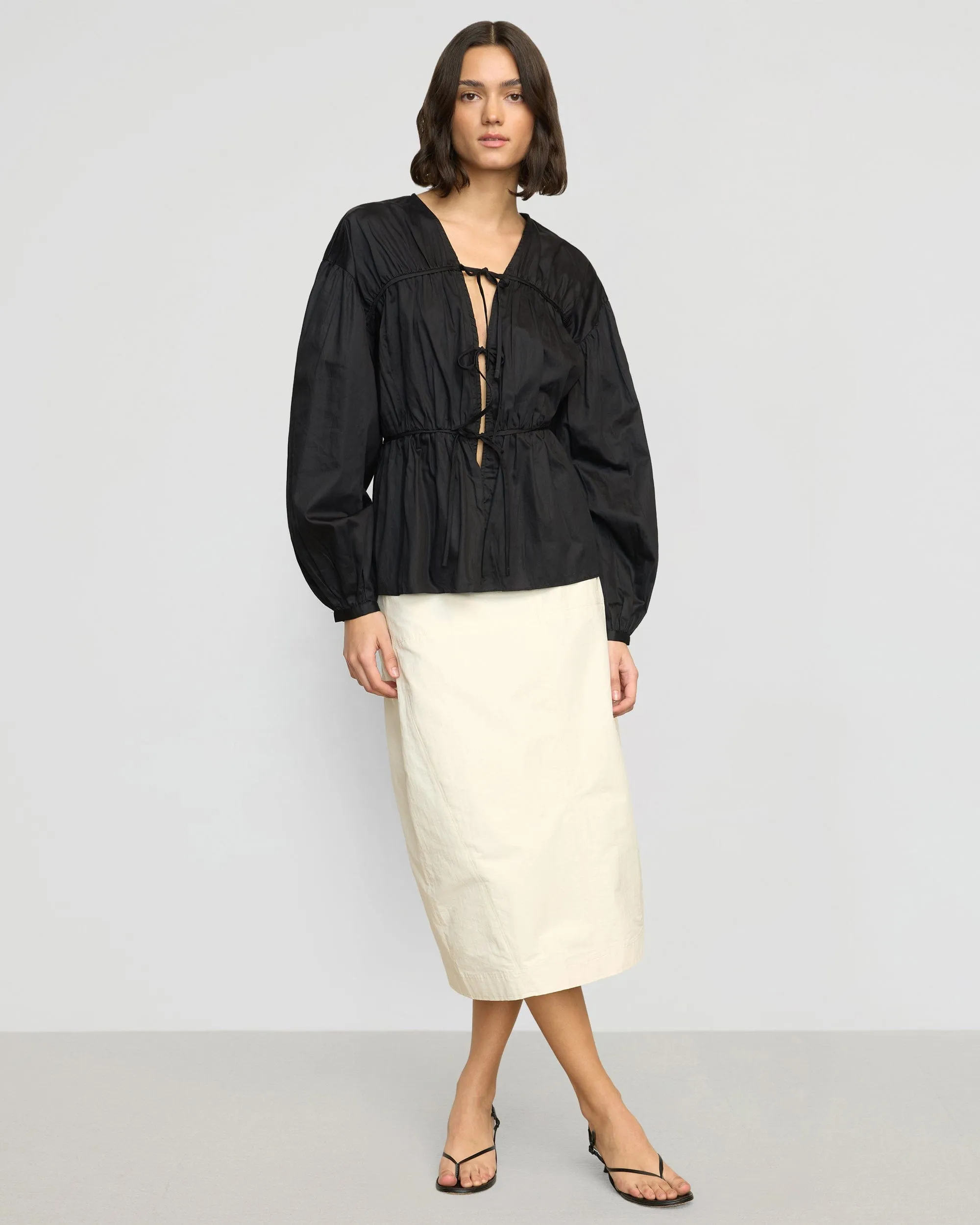 Hira Tie-Front Organic Cotton Blouse