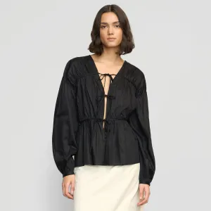 Hira Tie-Front Organic Cotton Blouse