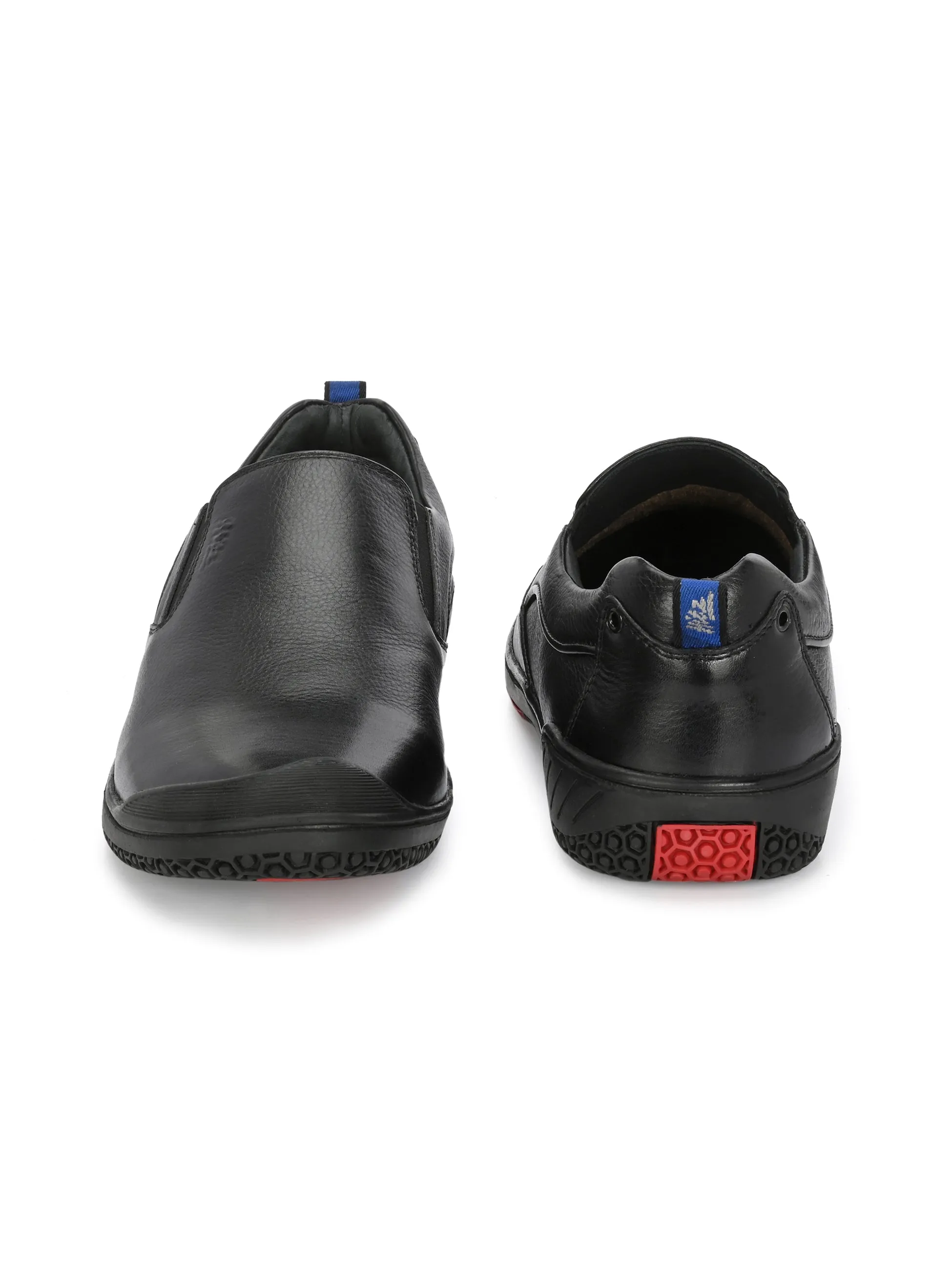 Hitz Men's Black Leather Slip-On Formal Shoes