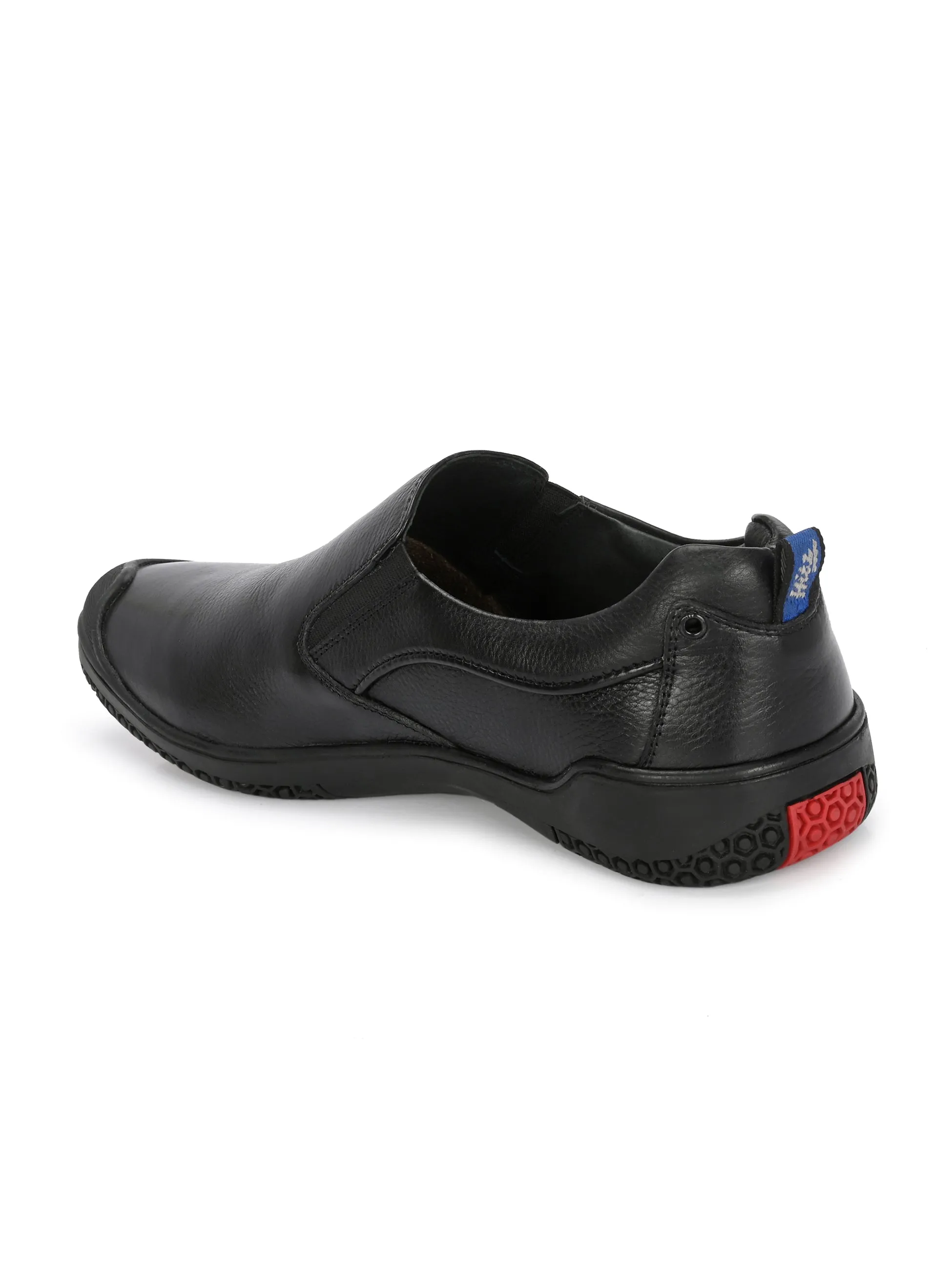 Hitz Men's Black Leather Slip-On Formal Shoes