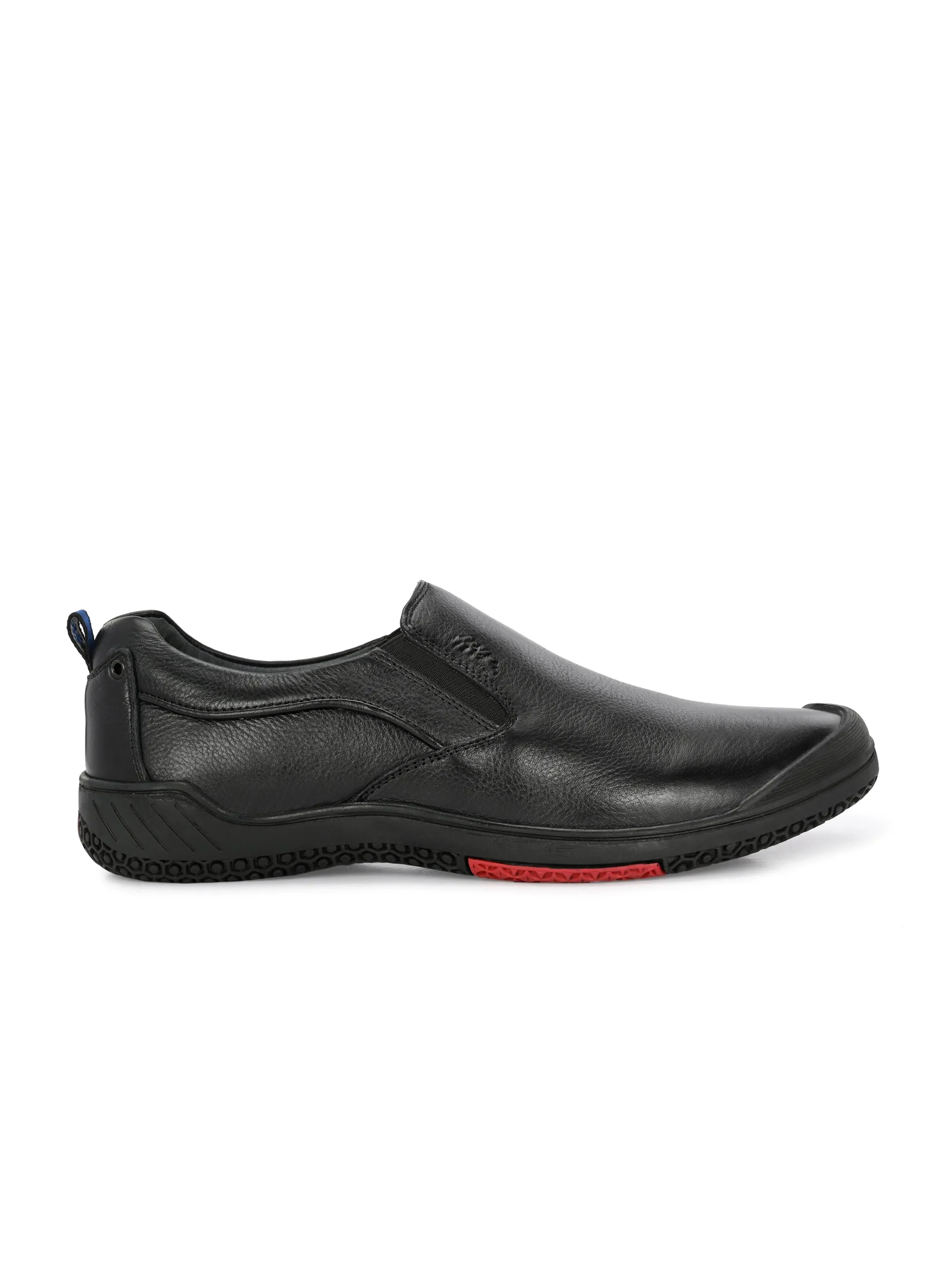 Hitz Men's Black Leather Slip-On Formal Shoes