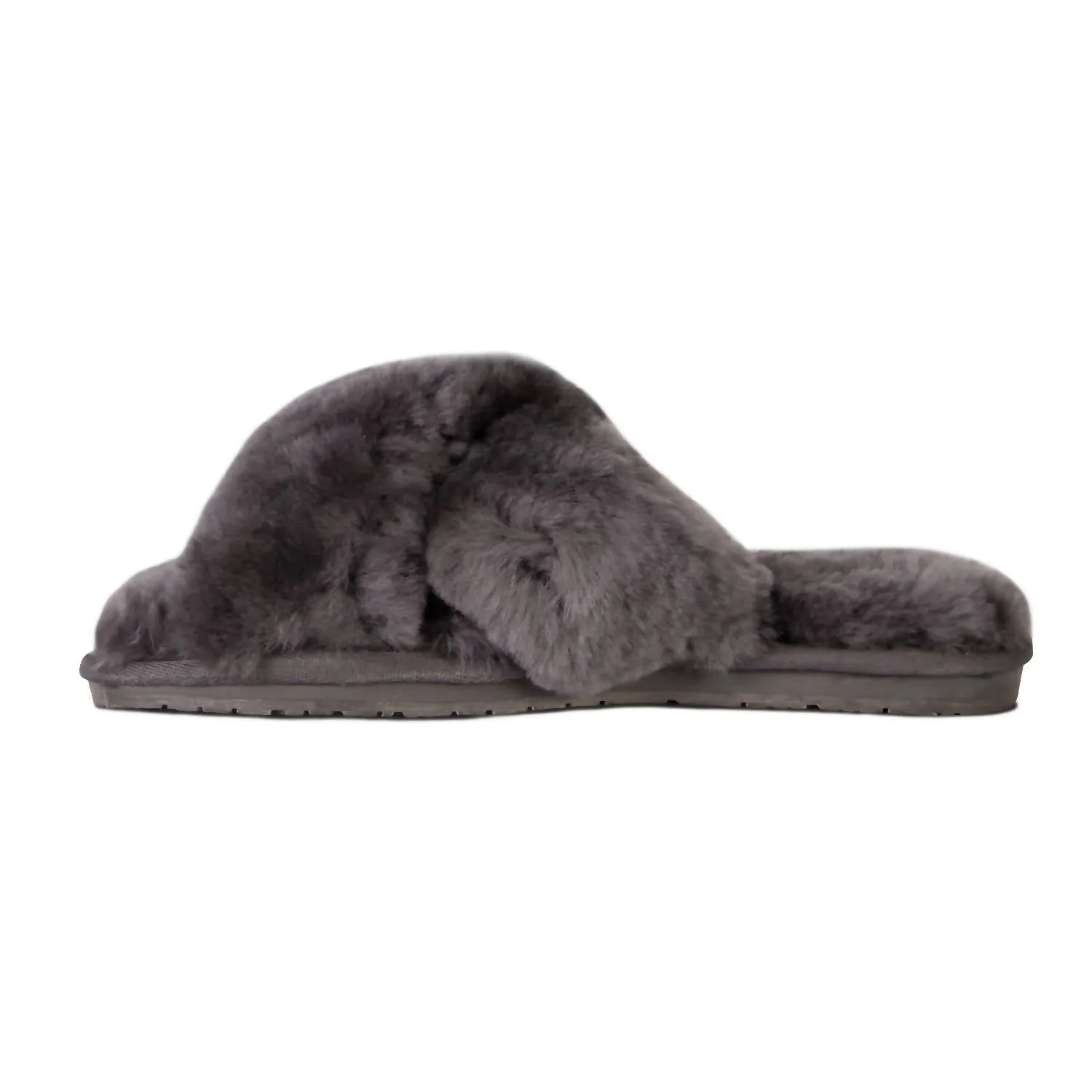 Ladies Duo-Tone Emma Sheepskin Slipper In Grey/brown