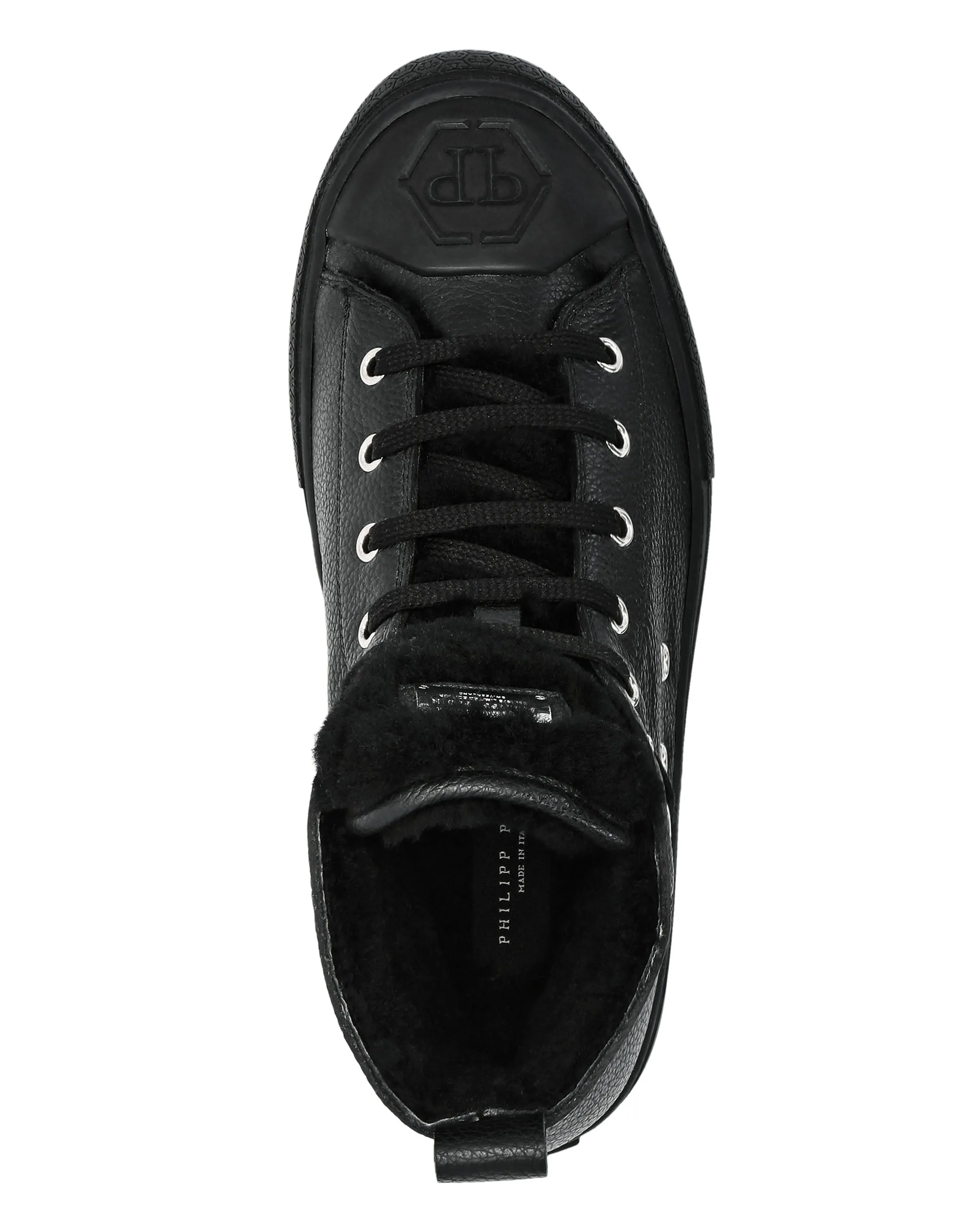 Leather Hi-Top Sneakers shearling lining Megastar