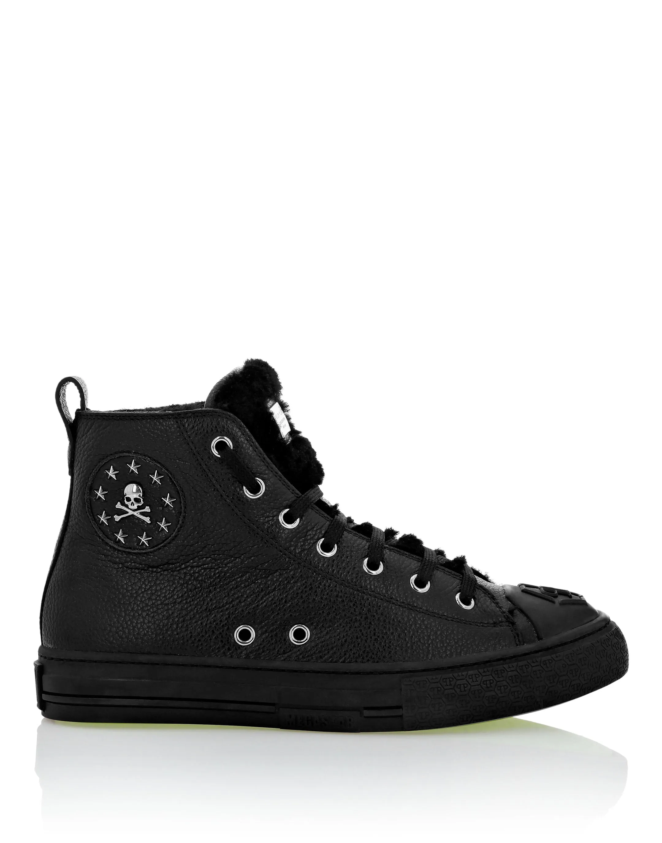 Leather Hi-Top Sneakers shearling lining Megastar