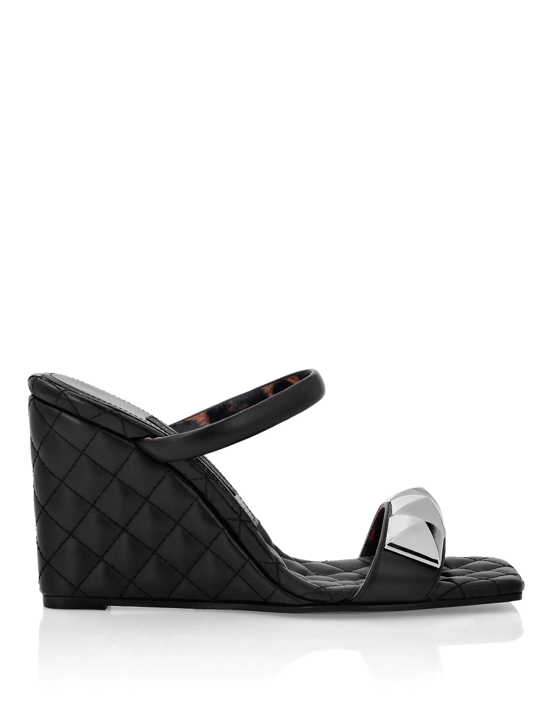 Leather Sandals Wedge Matelass�� Studs