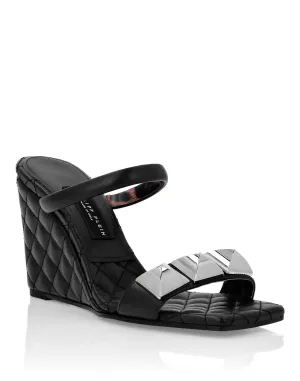 Leather Sandals Wedge Matelass�� Studs