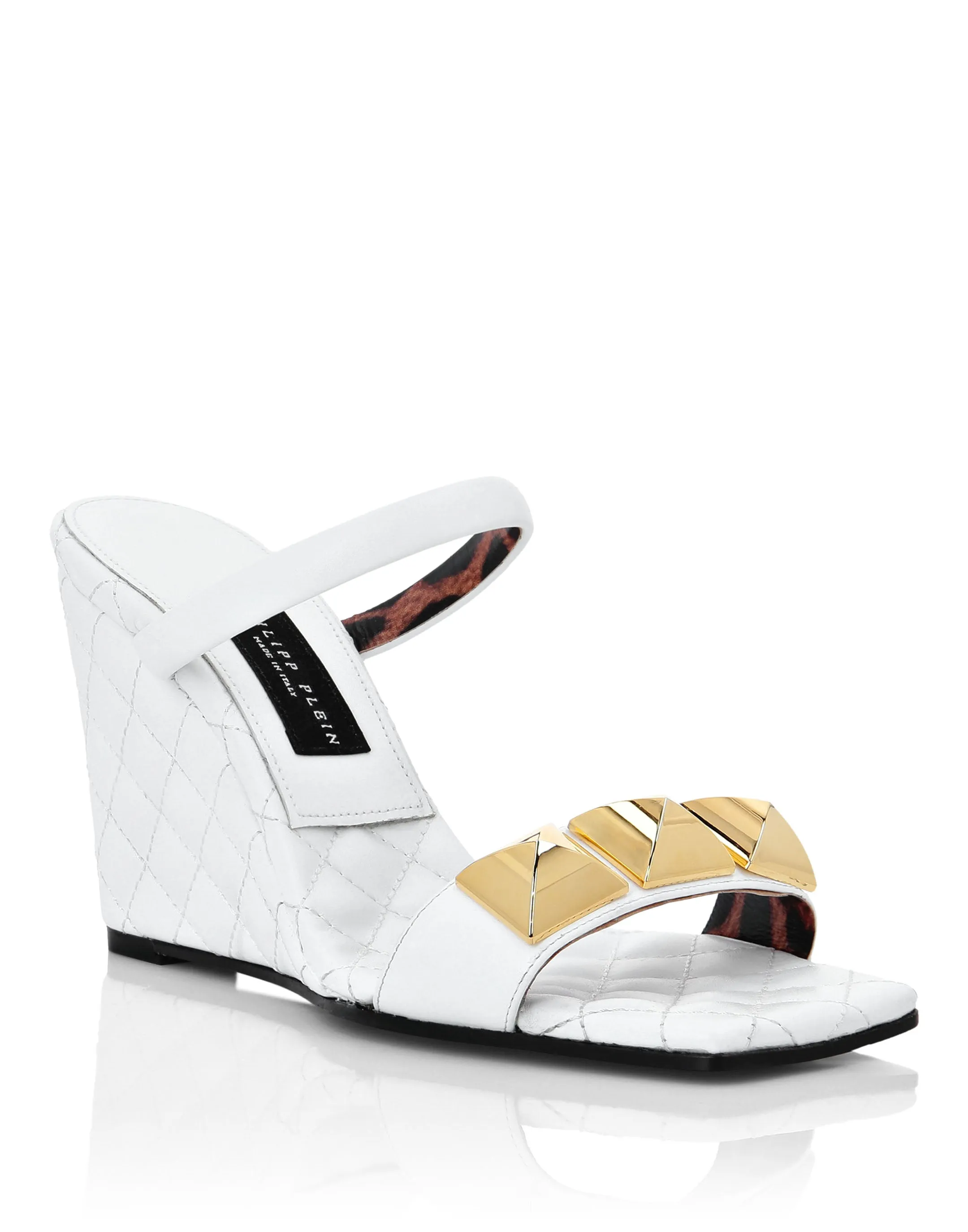 Leather Sandals Wedge Matelass�� Studs