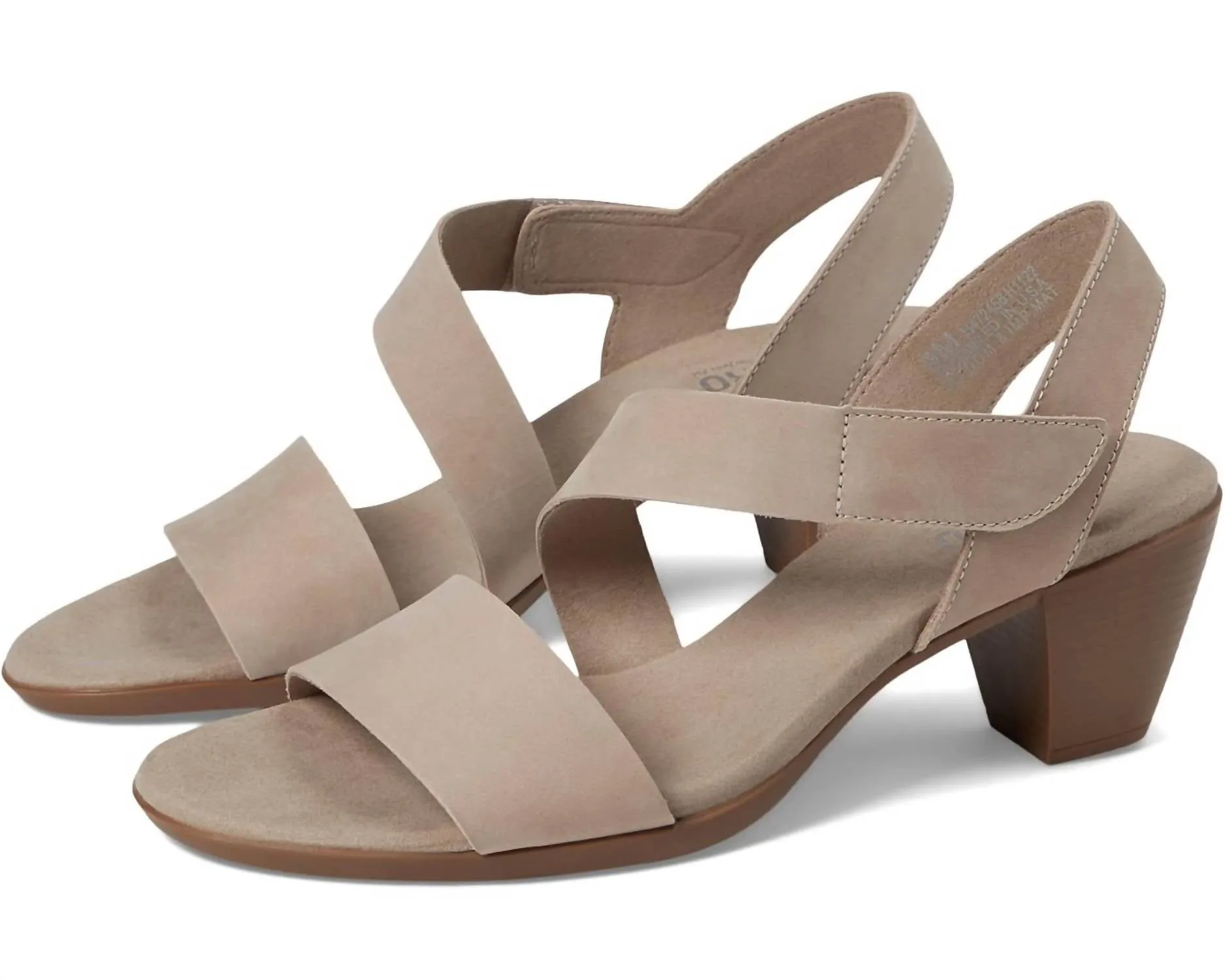 Lucia Heeled Sandal In Stone Nubuck